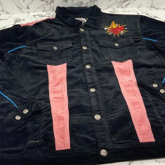 Men’s Frost Original Dear Sins Black | Pink Corduroy Jacket NWT - Picture 7 of 7